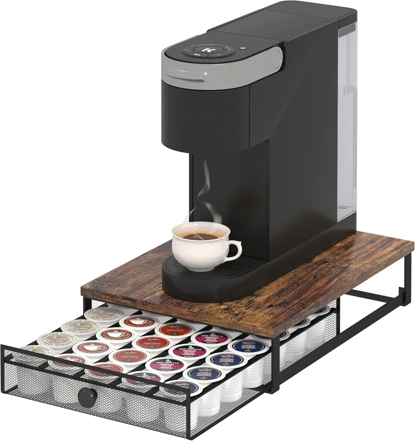 Coffee Pod Holder Counter Organizer with Sliding Drawer for 35 K-Cups, No Assembly Needed Rustic Brown
Coffee Pod Holder Counter Organizer with Sliding Drawer for 35 K-Cups, No Assembly Needed Rustic Brown