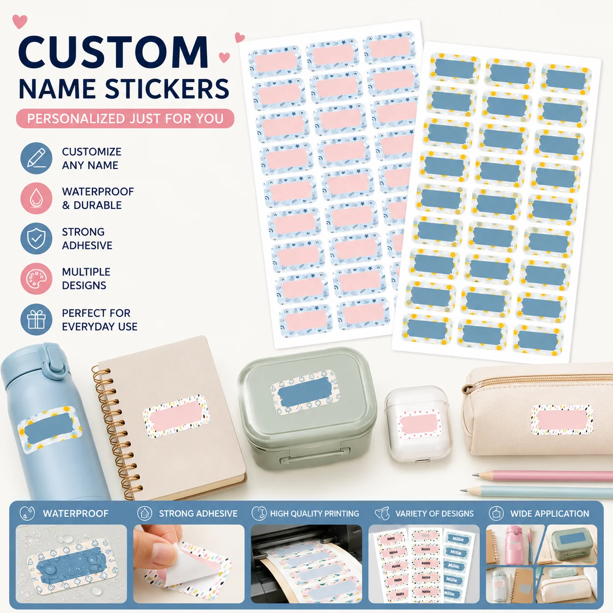 Custom Name Stickers, Personalized Waterproof Labels for Water Bottles, Notebooks, Stationery, Storage Boxes and Daily Items
Custom Name Stickers, Personalized Waterproof Labels for Water Bottles, Notebooks, Stationery, Storage Boxes and Daily Items