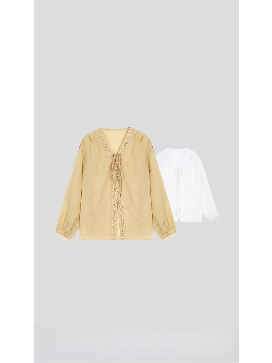 Women's Long Sleeve Linen Shirt Lace Trim Belted Loose Fit Breathable Summer Thin Outerwear Casual Style Comfortable Skin-Fri...
Women's Long Sleeve Linen Shirt Lace Trim Belted Loose Fit Breathable Summer Thin Outerwear Casual Style Comfortable Skin-Fri...