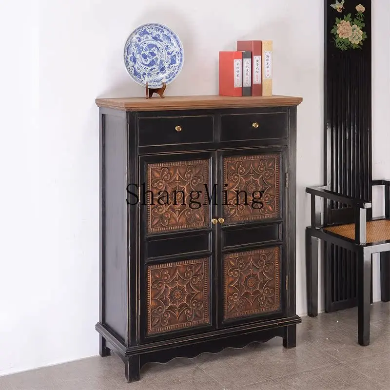 CL new Chinese shoe cabinet entrance classical furniture solid wood black dining side living room retro storage cabinet
CL new Chinese shoe cabinet entrance classical furniture solid wood black dining side living room retro storage cabinet