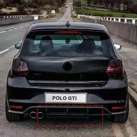 For VW Polo MK5 GTI 6R 6C Two/Four Door 2010-2018 3 Fins Rear Bumper Diffuser Splitters Spoiler Gloss Black Body Kit