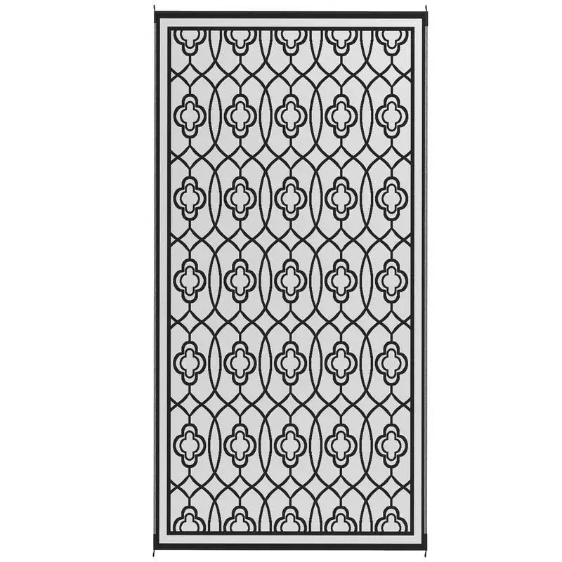 Reversible Outdoor Rug, Waterproof Plastic Straw with Carry Bag, 9' x 18', Black & White Lantern
Reversible Outdoor Rug, Waterproof Plastic Straw with Carry Bag, 9' x 18', Black & White Lantern