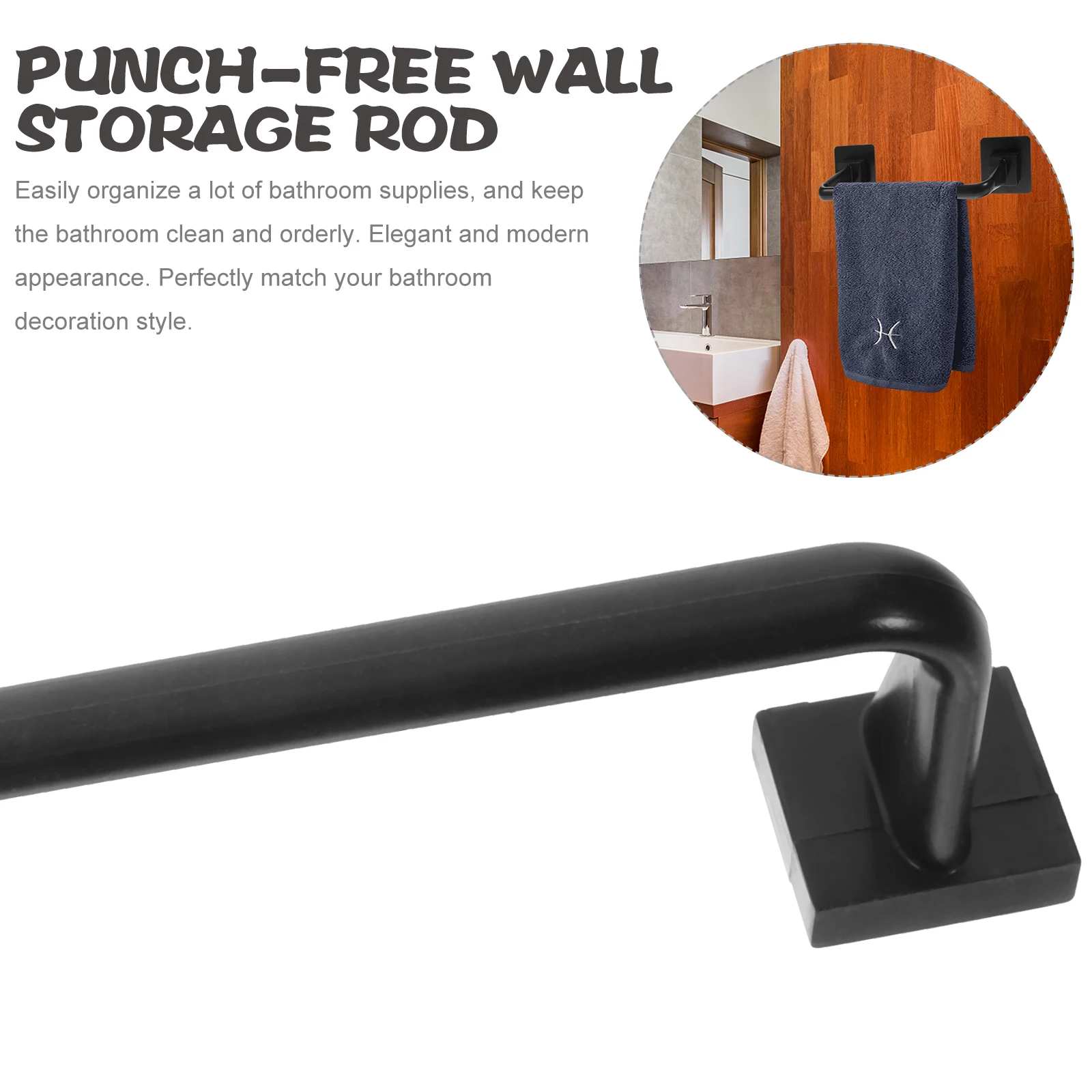 24CM Black Wall Mount Towel Rack No Drill Kitchen Bathroom Accessory PP Material Lasting Adhesive Holder for Bath Towels
24CM Black Wall Mount Towel Rack No Drill Kitchen Bathroom Accessory PP Material Lasting Adhesive Holder for Bath Towels