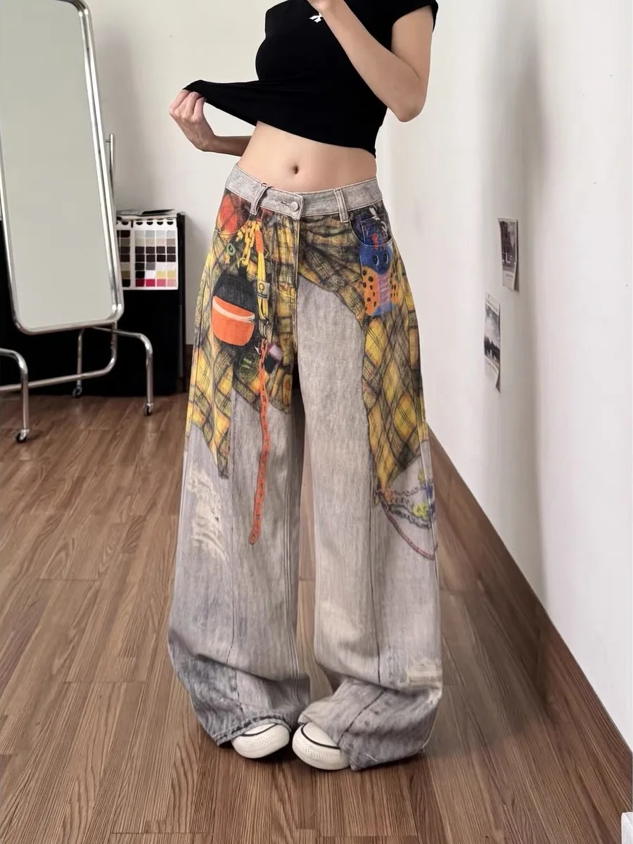 Fashionable Plaid Shirt Printed High Waist Wide Leg Jeans Women's Style Summer New Arrival Casual Comfortable Denim Pants
Fashionable Plaid Shirt Printed High Waist Wide Leg Jeans Women's Style Summer New Arrival Casual Comfortable Denim Pants