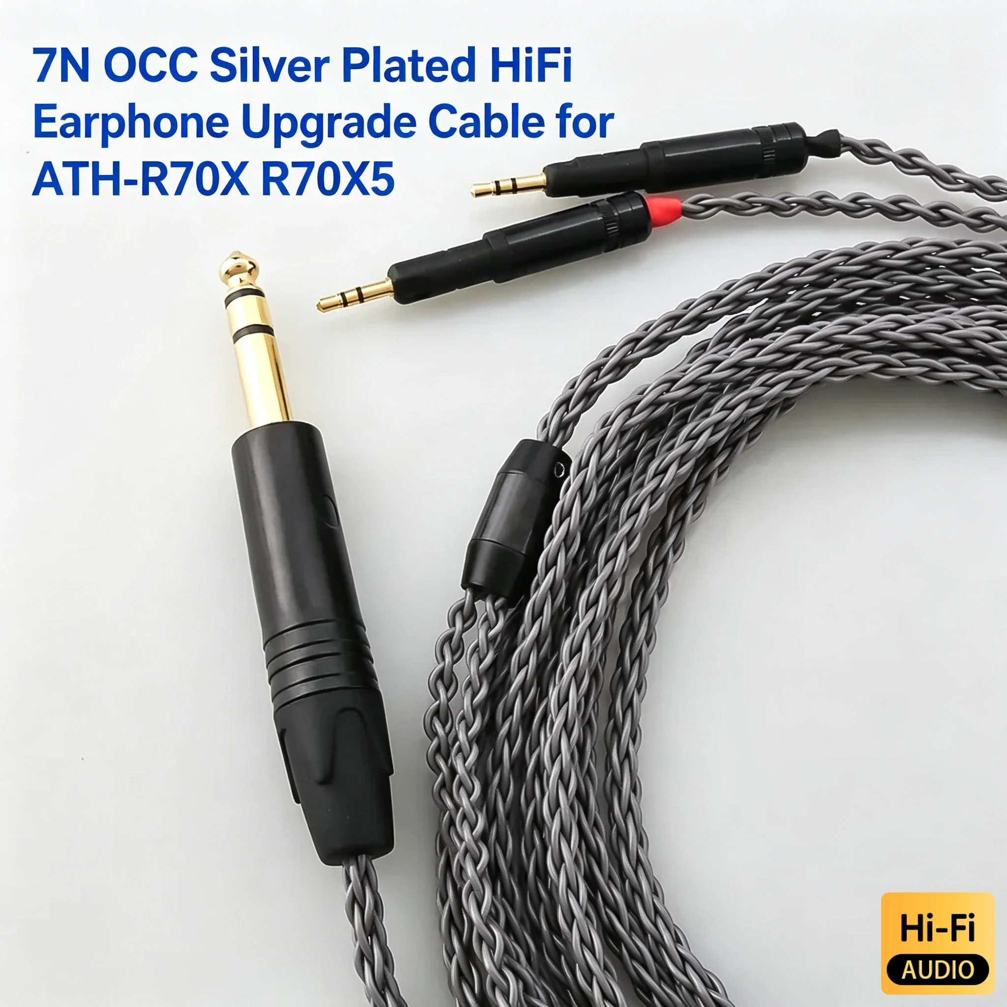 7N OCC Silver Plated 8 Core HiFi Earphone Cable 3.5/2.5/4.4/6.35mm XLR Male Upgrade Cord for ATH-R70X R70X5
7N OCC Silver Plated 8 Core HiFi Earphone Cable 3.5/2.5/4.4/6.35mm XLR Male Upgrade Cord for ATH-R70X R70X5