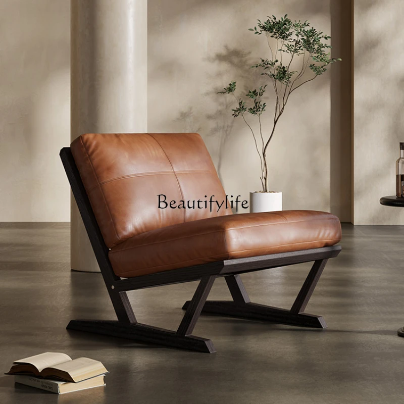 Italian Minimalist Single-Seat Sofa Chair Oil Wax Leather Leisure Nordic Solid Wood Backrest Recliner
Italian Minimalist Single-Seat Sofa Chair Oil Wax Leather Leisure Nordic Solid Wood Backrest Recliner