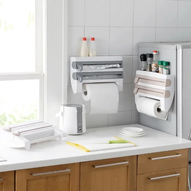Wall-Mount 4 In 1 Paper Towel Holder Sauce Bottle Storage Rack ABS Film Cutter Mutifunction Kitchen Tin Foil Rack Organizer
Wall-Mount 4 In 1 Paper Towel Holder Sauce Bottle Storage Rack ABS Film Cutter Mutifunction Kitchen Tin Foil Rack Organizer