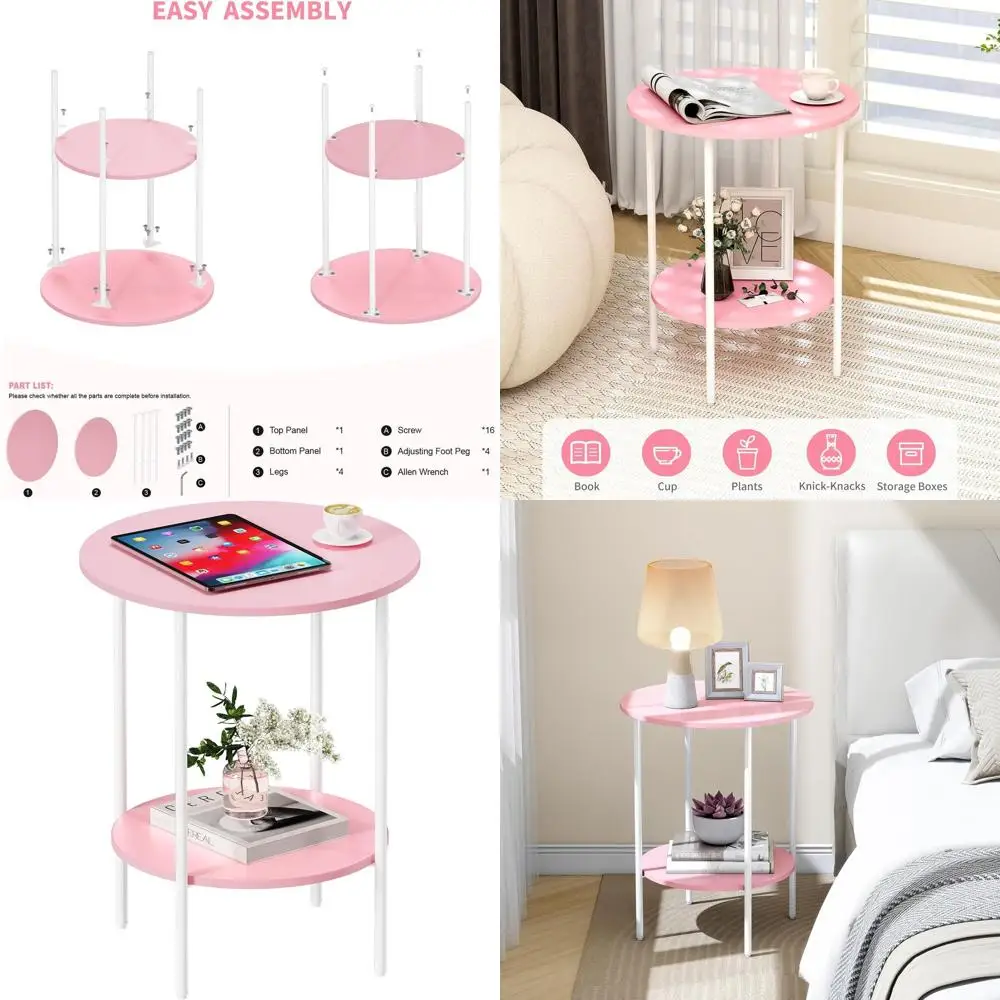 Компактный круглый приставной столик с 2 полками для гостиной, дивана, спортзала, офиса и спальни - компактный розовый прикроватный столик, 18x1
Компактный круглый приставной столик с 2 полками для гостиной, дивана, спортзала, офиса и спальни - компактный розовый прикроватный столик, 18x1