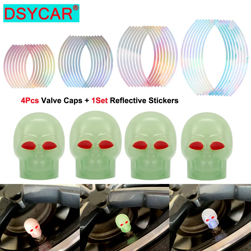 Skull Car Tire Valve Stem Caps Luminous Air Caps Cover for Cars, Bike, Trucks, Motorcycles (with Reflective Wheel Rim Stickers )
Skull Car Tire Valve Stem Caps Luminous Air Caps Cover for Cars, Bike, Trucks, Motorcycles (with Reflective Wheel Rim Stickers )