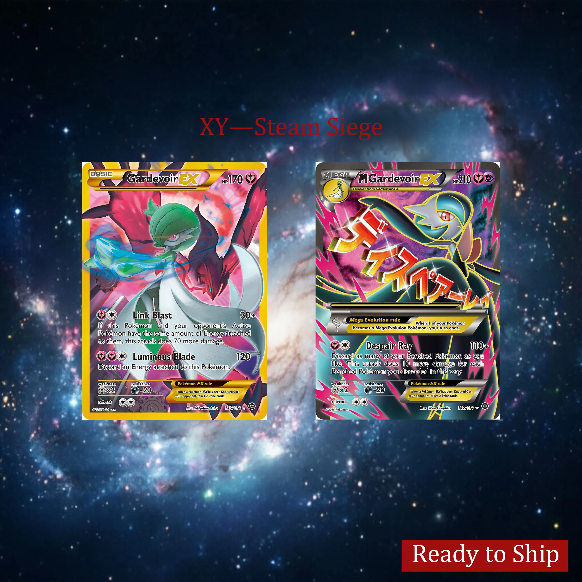 English Pokemon XY Steam Siege Expansion Gardevoir EX & Mega Gardevoir EX Full Art Ultra Rare Secret Rare Collectible Trading Ca
English Pokemon XY Steam Siege Expansion Gardevoir EX & Mega Gardevoir EX Full Art Ultra Rare Secret Rare Collectible Trading Ca