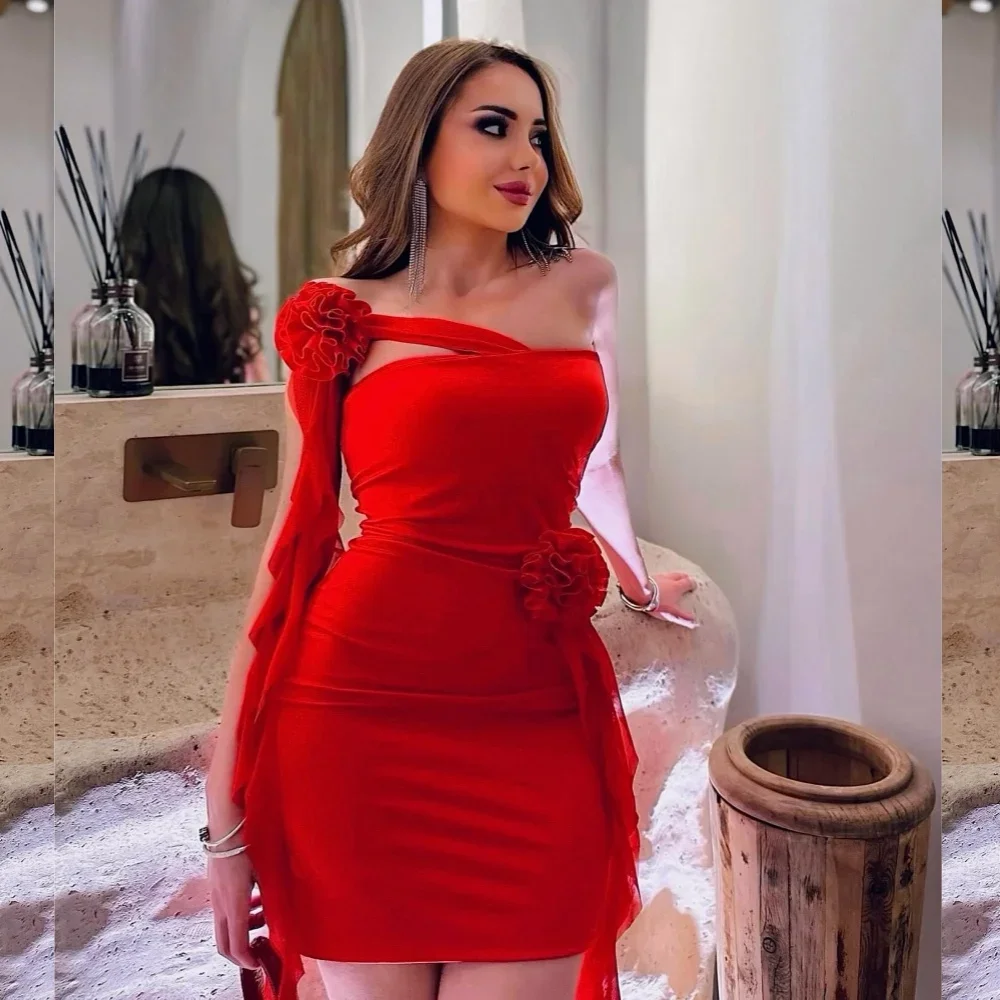 Customized Jersey Flower Ruched Wedding Party A-line One-shoulder Bespoke Occasion Gown Mini Dresses
Customized Jersey Flower Ruched Wedding Party A-line One-shoulder Bespoke Occasion Gown Mini Dresses