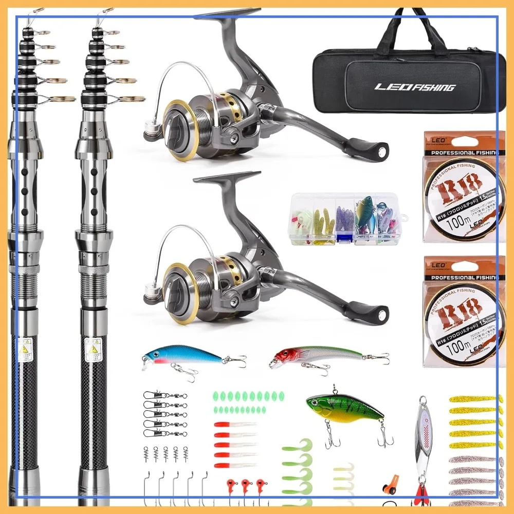 2Pcs Telescopic Fishing Rod and Reel Combos with Spinning Reel, Lure Accessories, Portable Carrier Bag for Saltwater Freshwater
2Pcs Telescopic Fishing Rod and Reel Combos with Spinning Reel, Lure Accessories, Portable Carrier Bag for Saltwater Freshwater