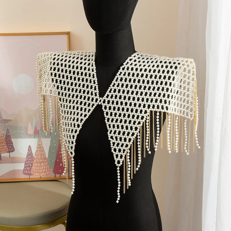 Hazem Story European fashion Pearl body chain necklace Sexy multi layered body Clothing shawls shoulder chain jewelry for women
Hazem Story European fashion Pearl body chain necklace Sexy multi layered body Clothing shawls shoulder chain jewelry for women