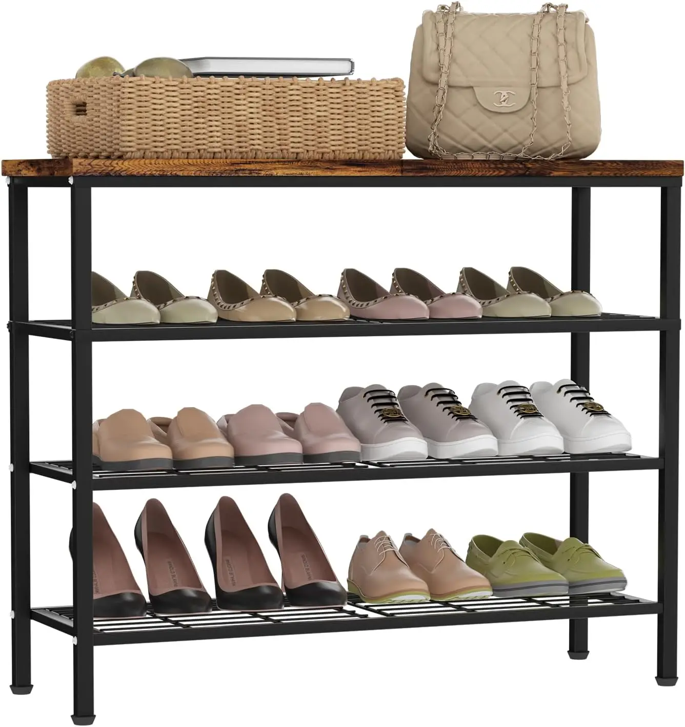 4-Tier Metal Shoe Rack With Wood Top - Durable & Space-Saving Shoe Organizer,Industrial Shoe Organizer Shelf Bench Storagefor Cl
4-Tier Metal Shoe Rack With Wood Top - Durable & Space-Saving Shoe Organizer,Industrial Shoe Organizer Shelf Bench Storagefor Cl