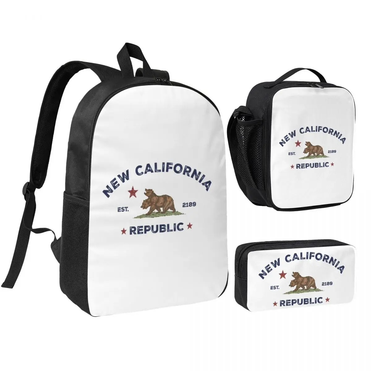 New California Republic NCR Backpack Student BookBag School Bag Shoulder Bags 3ps Insulated Lunch Bag Pencil Case
New California Republic NCR Backpack Student BookBag School Bag Shoulder Bags 3ps Insulated Lunch Bag Pencil Case