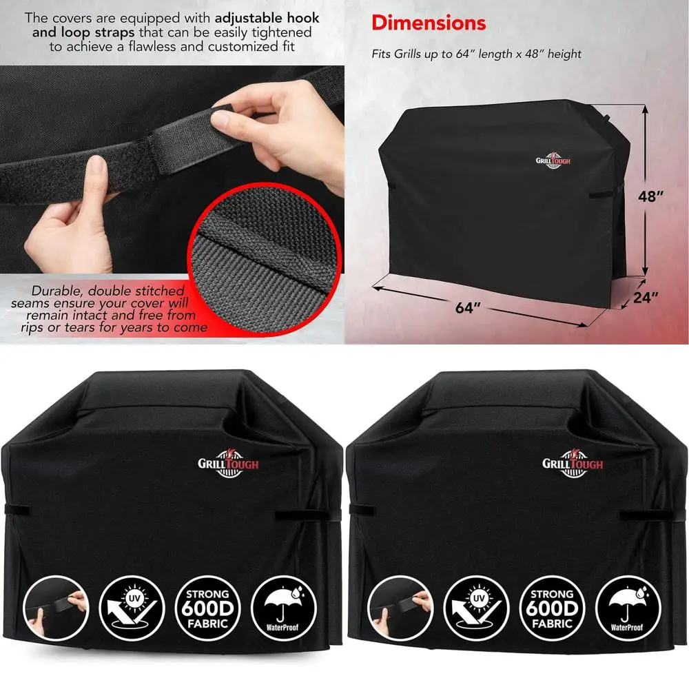 Heavy Duty BBQ Grill Cover for Outdoor Grill, 64 Inch – Waterproof, Weather Resistant, UV & Fade Resistant with Adjustable Strap
Heavy Duty BBQ Grill Cover for Outdoor Grill, 64 Inch – Waterproof, Weather Resistant, UV & Fade Resistant with Adjustable Strap