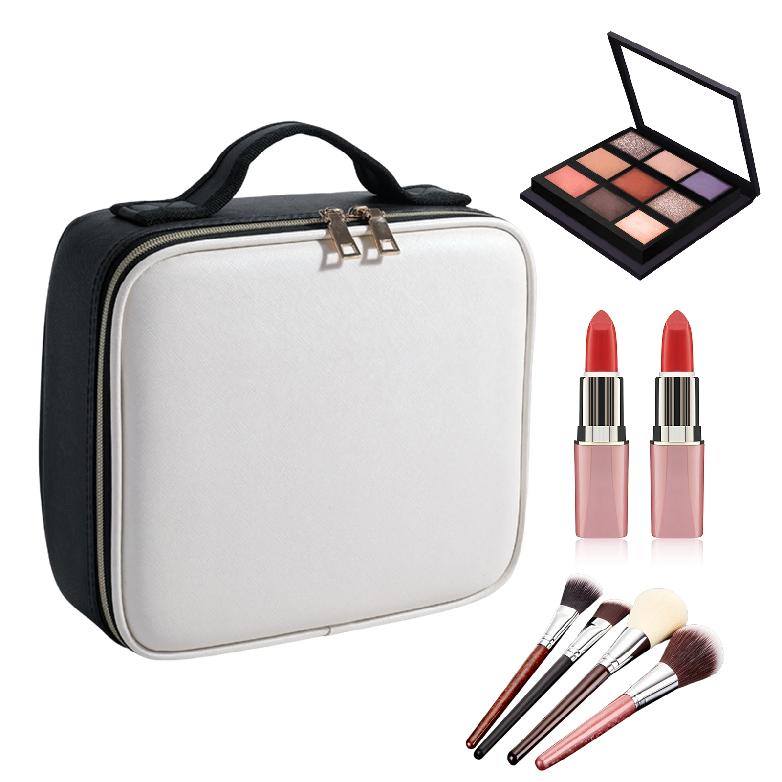 Nylon Makeup Bag with Adjustable Dividers Cosmetic Bag for Women (White Black)
Nylon Makeup Bag with Adjustable Dividers Cosmetic Bag for Women (White Black)