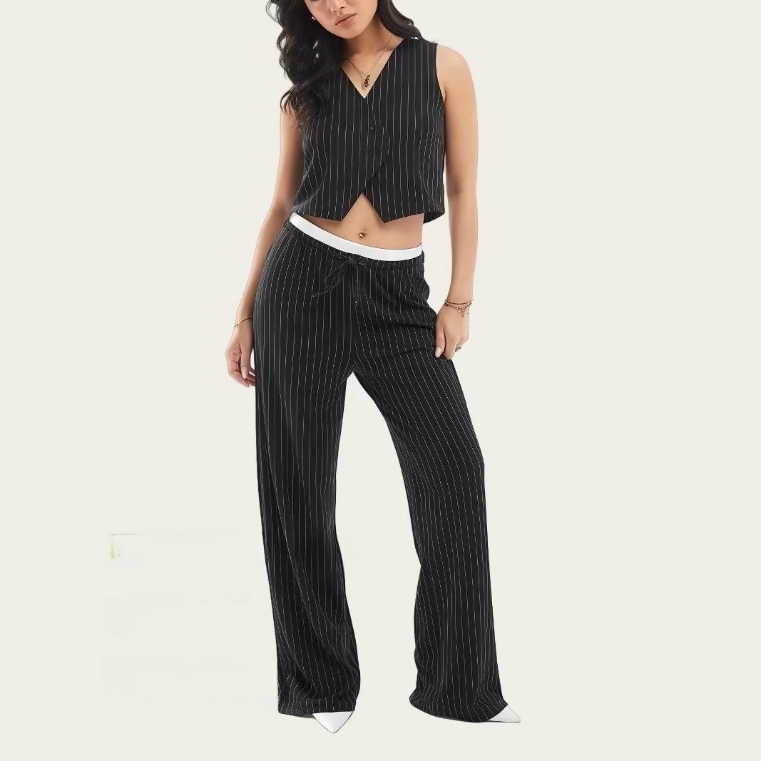 Busin Casual Striped Vest Pants Set Women's High-End Feel Thin Stripe 2025 Profional Leisure Suit Ele Vest Trousers...
Busin Casual Striped Vest Pants Set Women's High-End Feel Thin Stripe 2025 Profional Leisure Suit Ele Vest Trousers...