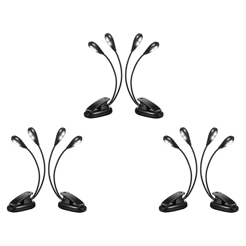 T22C 6Pcs Music Stand Light Clip On LED Book Lights Dual Arm Reading Lights For Books In Bed 360 Degree Adjustable Clip
T22C 6Pcs Music Stand Light Clip On LED Book Lights Dual Arm Reading Lights For Books In Bed 360 Degree Adjustable Clip
