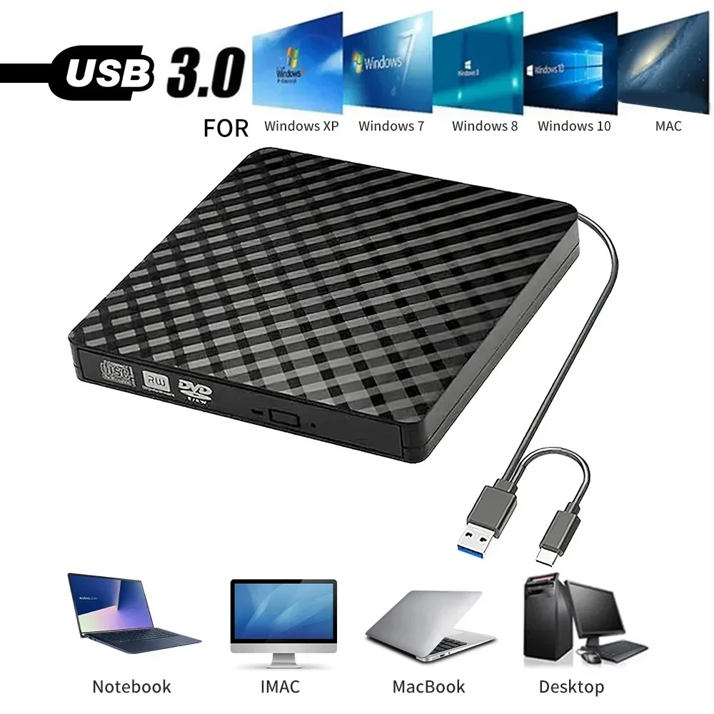 External DVD CD Drive Burner Reader DVD RW CD Type C/USB3.0 External CD And DVD Player Support Type C USB SD TF Reader
External DVD CD Drive Burner Reader DVD RW CD Type C/USB3.0 External CD And DVD Player Support Type C USB SD TF Reader