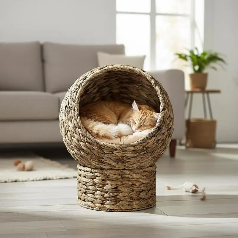 Wicker Cat Bed, Cat Cave, Cat House, Padded Cat Bed, Pet Bed, Water Hyacinth, Coffee Color, 42 X 33 X 52 cm
Wicker Cat Bed, Cat Cave, Cat House, Padded Cat Bed, Pet Bed, Water Hyacinth, Coffee Color, 42 X 33 X 52 cm