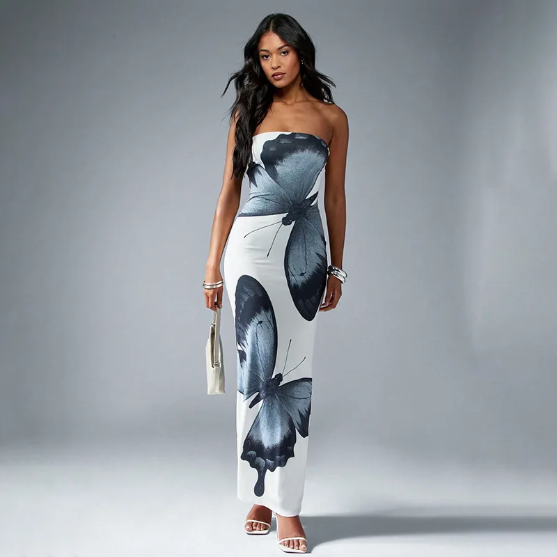 2025 summer women's sleeveless backless contrasting color butterfly print hip strapless long dress luxury party club Vestidos
2025 summer women's sleeveless backless contrasting color butterfly print hip strapless long dress luxury party club Vestidos