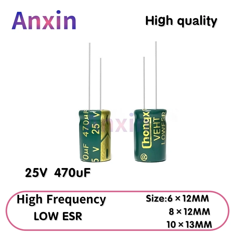 20PCS 25V470uF Aluminum Capacitor, High Frequency Low ESR 105°C Radial for Power Supply/Solar Inverter Size:6×12/8×12/10×13MM
20PCS 25V470uF Aluminum Capacitor, High Frequency Low ESR 105°C Radial for Power Supply/Solar Inverter Size:6×12/8×12/10×13MM