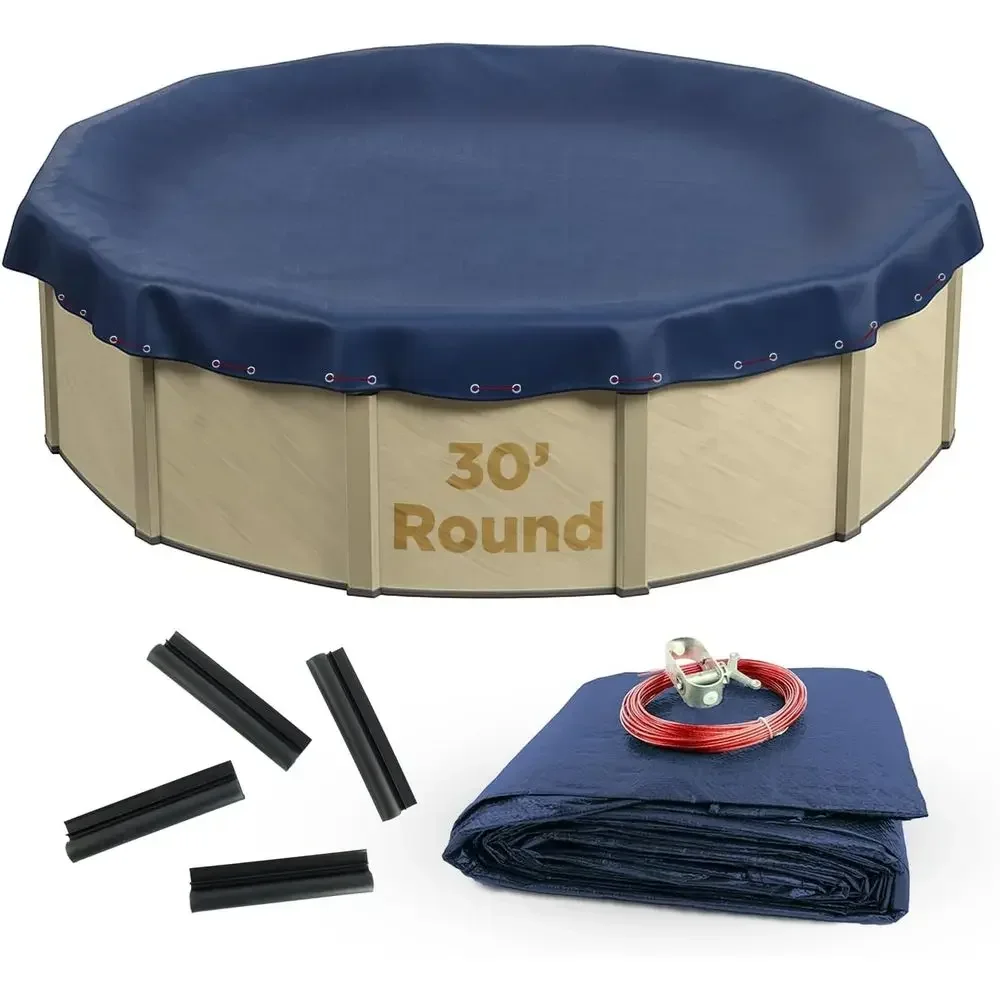 30ft Round Premium Winter Pool Cover for Above Ground Pools - Blue/Black with 4ft Overlap and Wind Guard Clips
30ft Round Premium Winter Pool Cover for Above Ground Pools - Blue/Black with 4ft Overlap and Wind Guard Clips