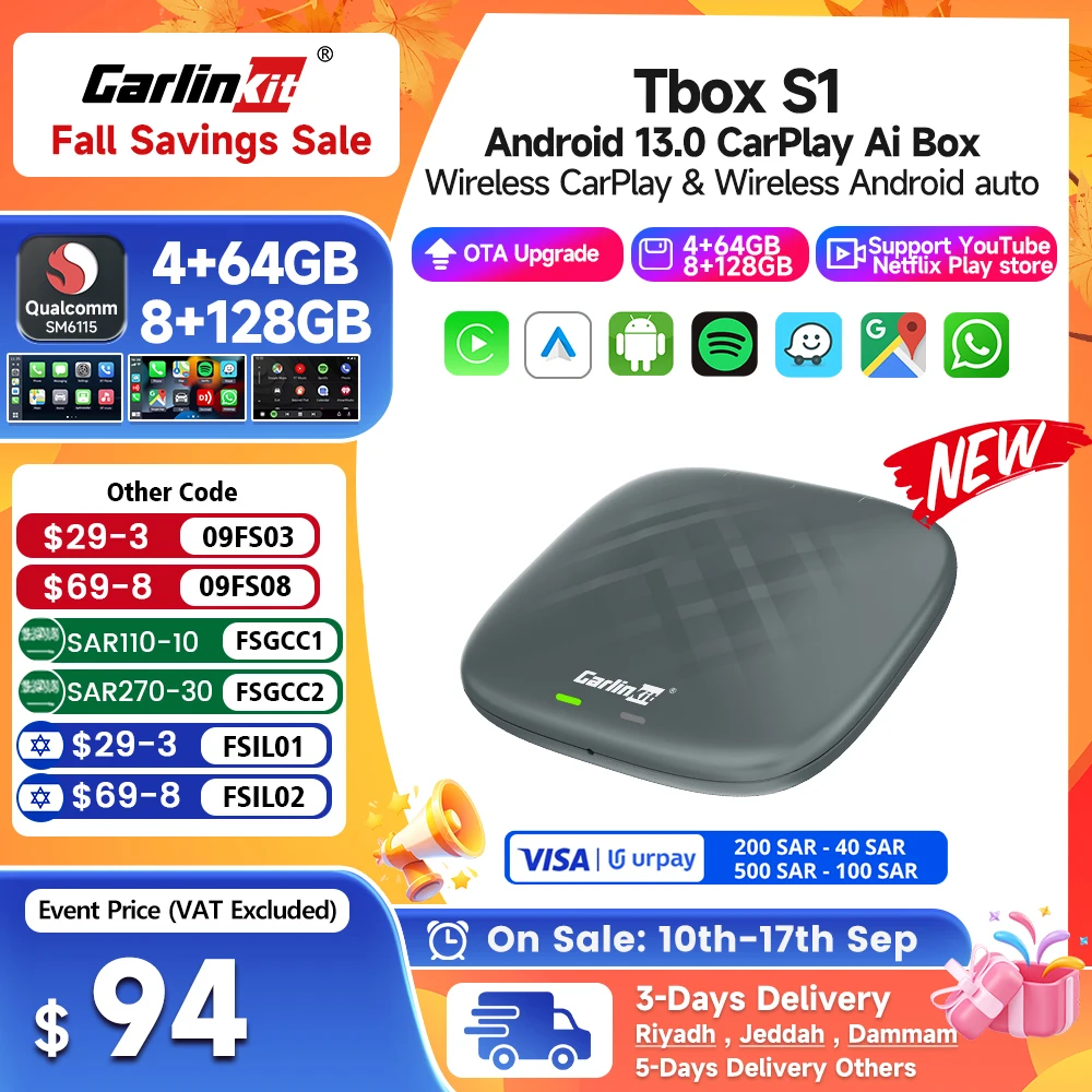Carlinkit Ai Box Carplay Беспроводная связь Android Auto Android Потоковое видео Octa-Core 64G для Youtube Netflix Iptv 2024 Smart Box Gps
Carlinkit Ai Box Carplay Беспроводная связь Android Auto Android Потоковое видео Octa-Core 64G для Youtube Netflix Iptv 2024 Smart Box Gps