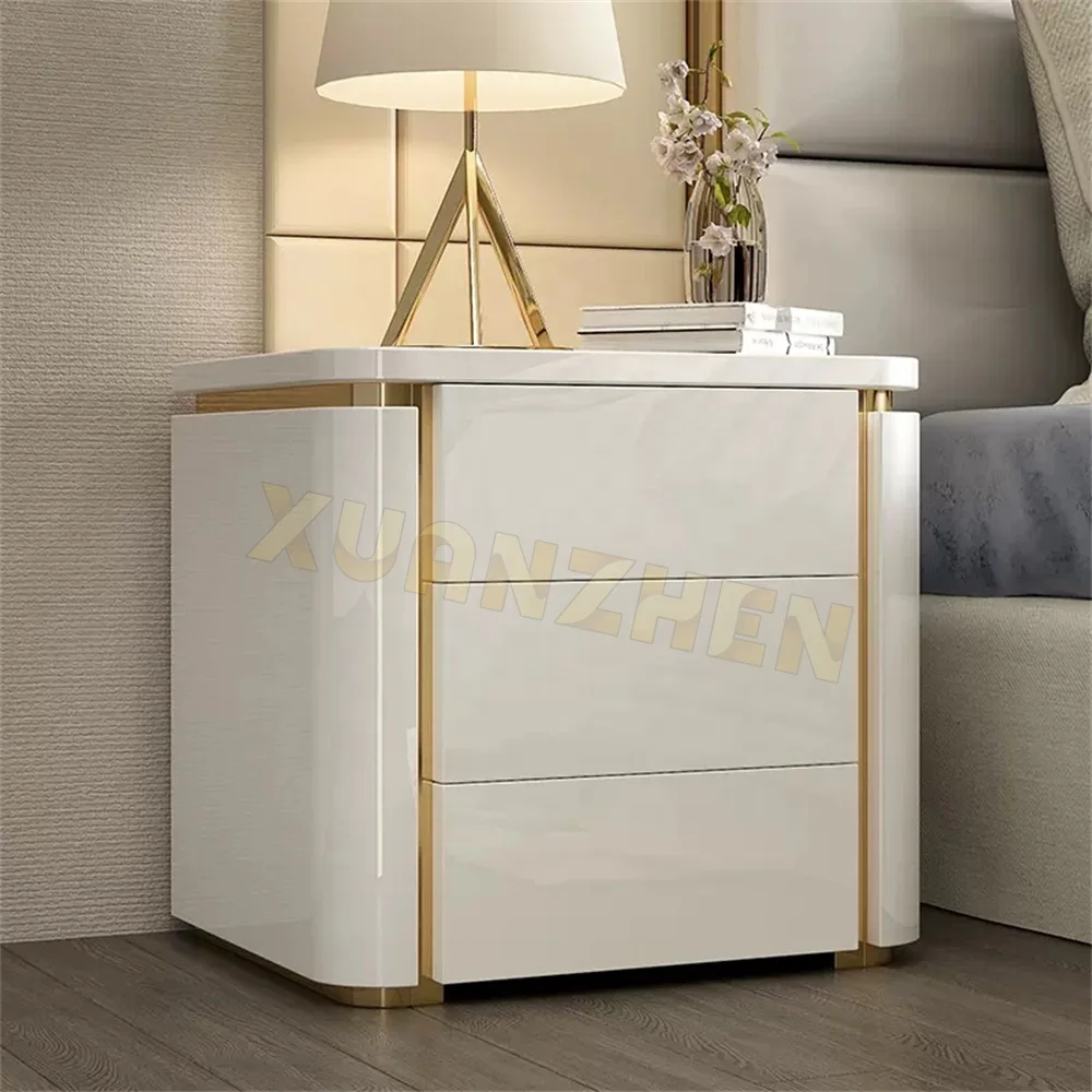 Bedroom Furniture Gold Metal White Nordic Nightstands Luxury Modern Nightstand Bedside Table Nightstands with Drawers
Bedroom Furniture Gold Metal White Nordic Nightstands Luxury Modern Nightstand Bedside Table Nightstands with Drawers