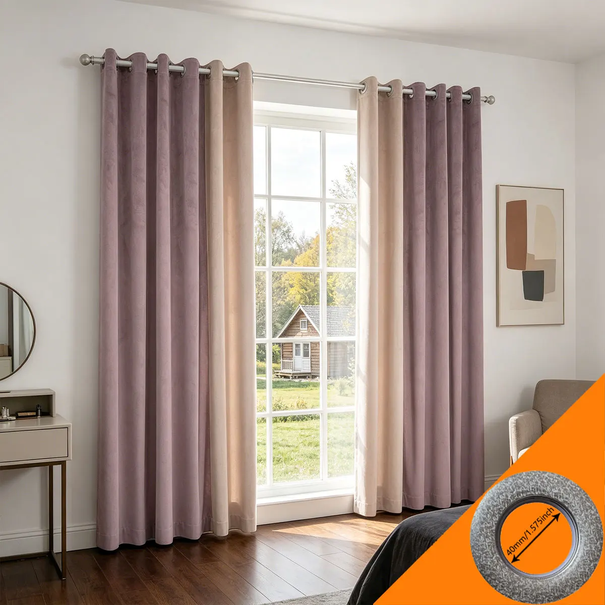 2pcs Purple & Beige Blackout Curtains, Thick Velvet Drapes for Bedroom & Living Room
2pcs Purple & Beige Blackout Curtains, Thick Velvet Drapes for Bedroom & Living Room