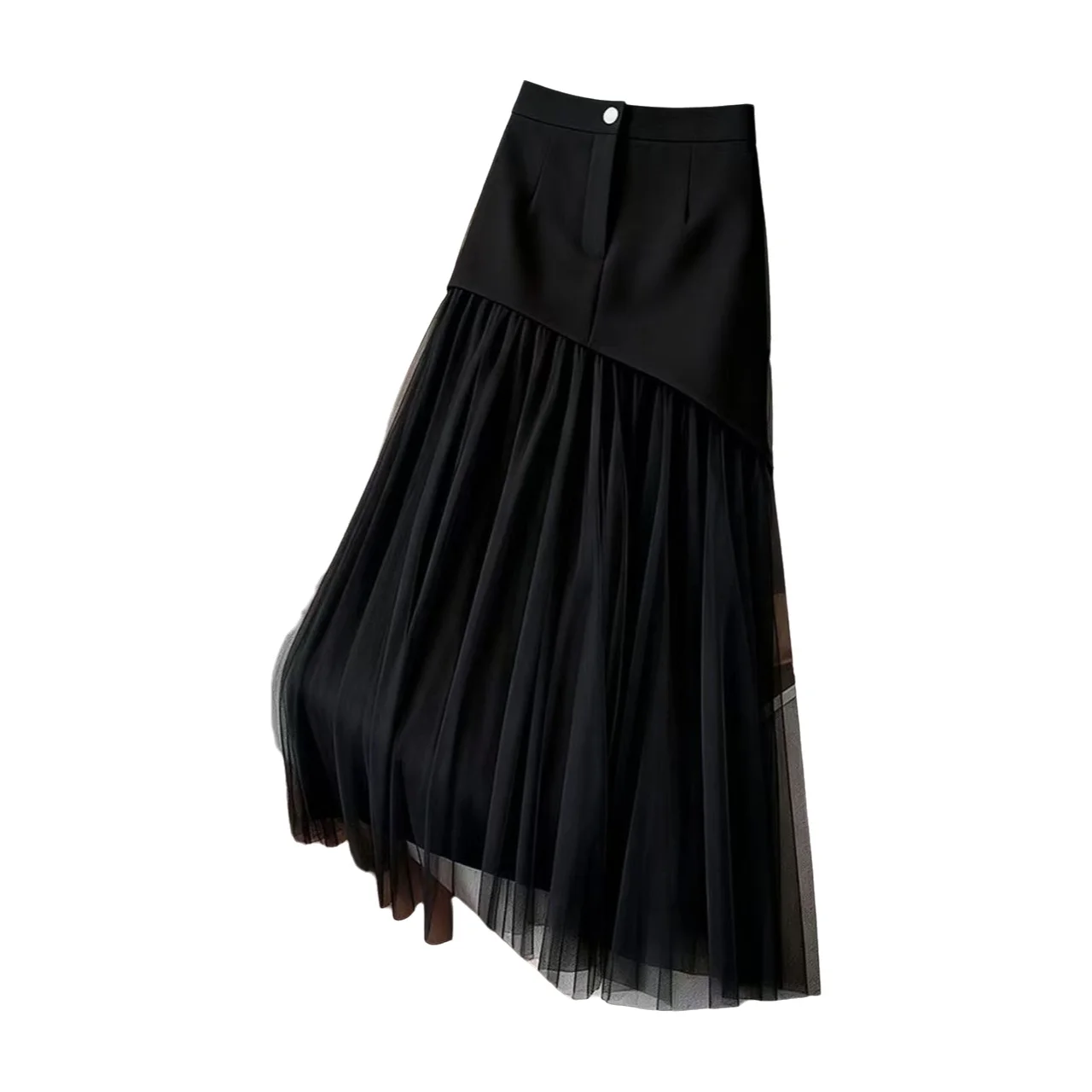 Elegant High Waist Black Mini Skirt Women's Spring New Style Luxury Netting Splice Word Skirt Cotton Blend Fabric Midi Skirt
Elegant High Waist Black Mini Skirt Women's Spring New Style Luxury Netting Splice Word Skirt Cotton Blend Fabric Midi Skirt