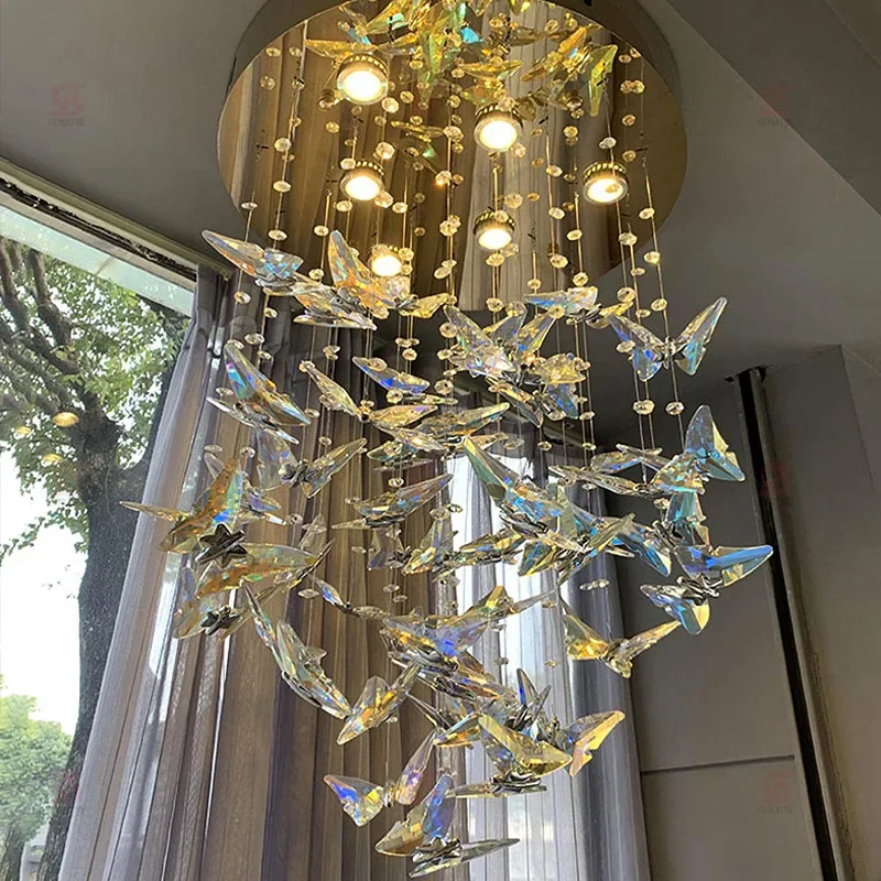 Staircase Hanging Lamp Modern Luxury Crystal Loft Apartment Villa Chandelier Duplex Living Room Rotating Butterfly Pendant Light
Staircase Hanging Lamp Modern Luxury Crystal Loft Apartment Villa Chandelier Duplex Living Room Rotating Butterfly Pendant Light