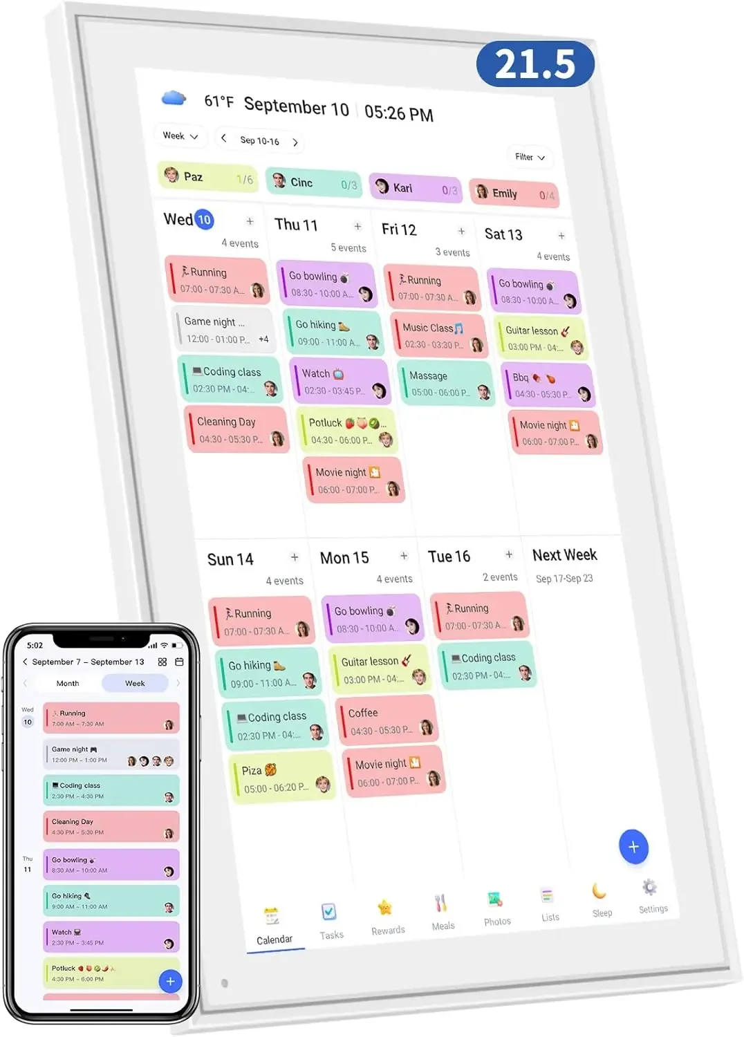 21.5 Inch Digital Calendar, Electronic Chore Chart, Smart Weekly and Monthly Planner 1920 * 1080P IPS Touchscreen Wall and Desk
21.5 Inch Digital Calendar, Electronic Chore Chart, Smart Weekly and Monthly Planner 1920 * 1080P IPS Touchscreen Wall and Desk