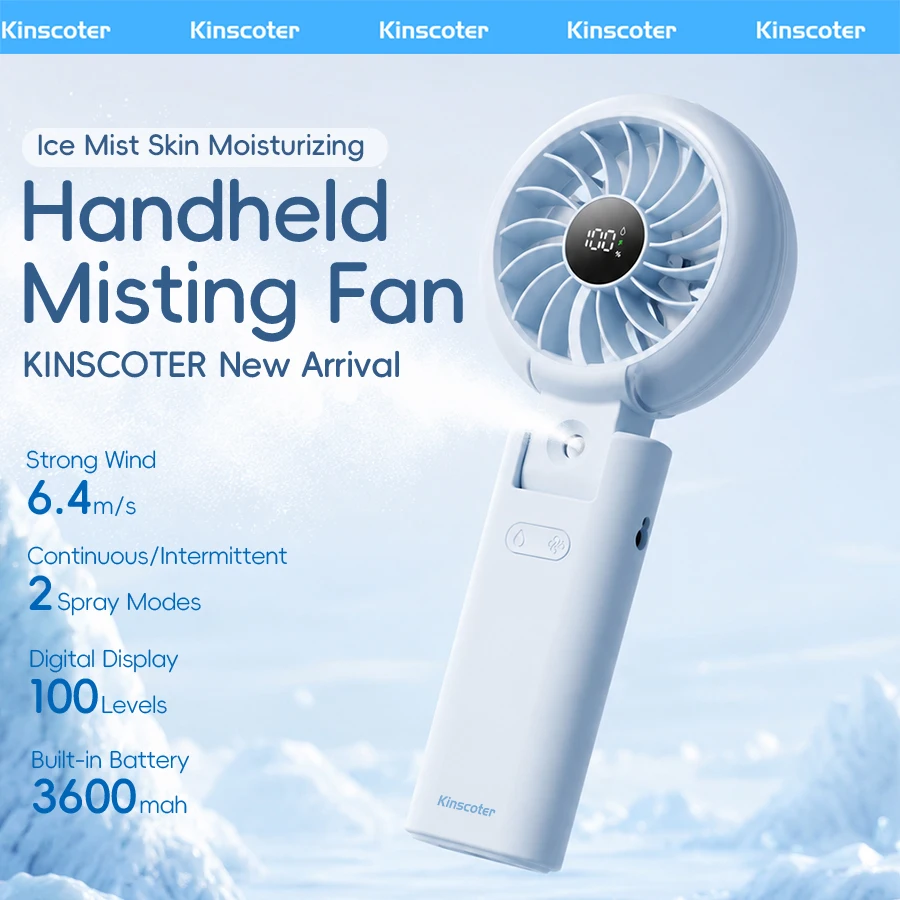 Newes Handheld Misting Fan 3600mAh Rechargeable Fan 100 Speed Adjustable Foldable Cooling Fan with LED Digital Display & Lanyard
Newes Handheld Misting Fan 3600mAh Rechargeable Fan 100 Speed Adjustable Foldable Cooling Fan with LED Digital Display & Lanyard