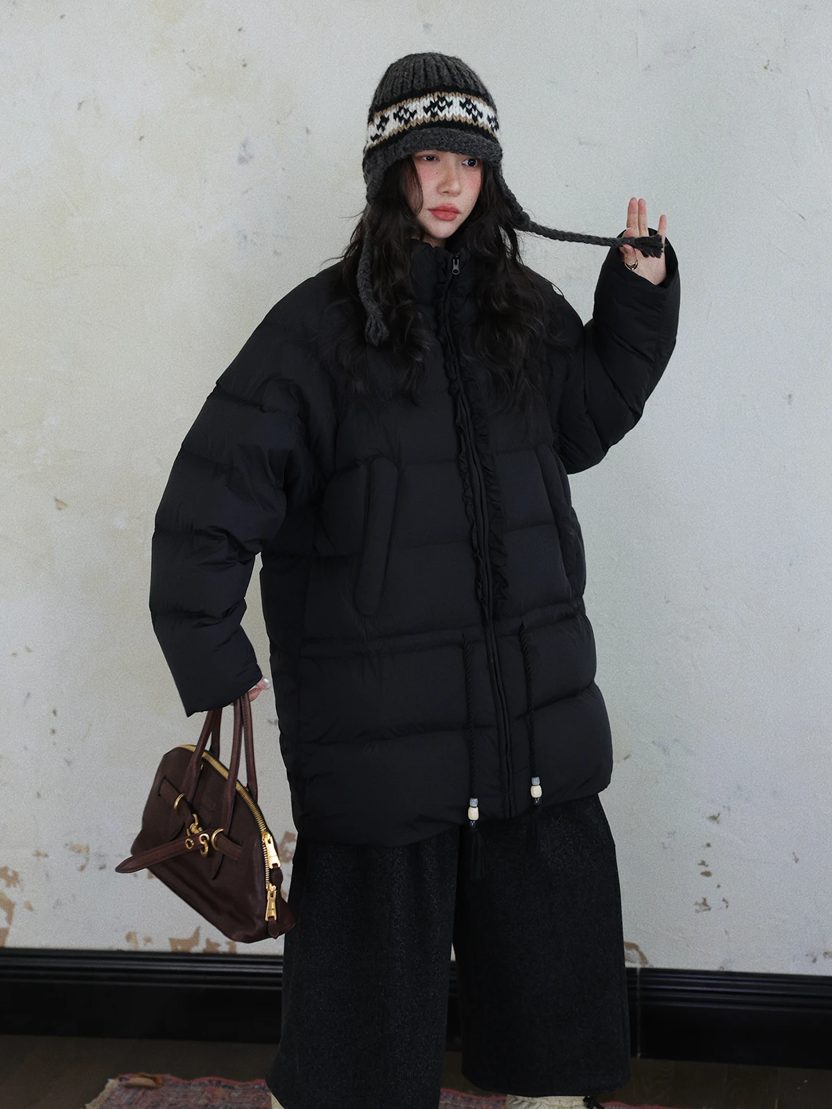 Women's Thiened down Jaet Stand Collar Dstring Waist Mid-Length Faux Velvet Design Comfortable Warm Du down Coat
Women's Thiened down Jaet Stand Collar Dstring Waist Mid-Length Faux Velvet Design Comfortable Warm Du down Coat