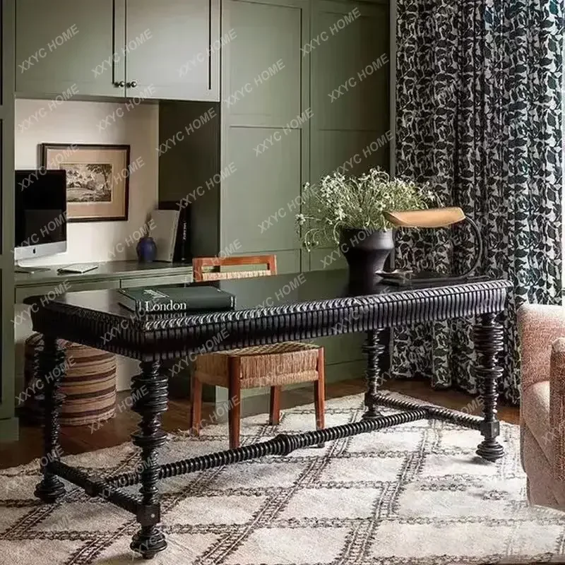 H neoclassical solid wood black desk light luxury design conference table computer table
H neoclassical solid wood black desk light luxury design conference table computer table
