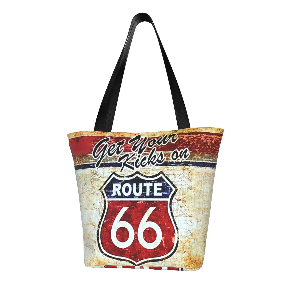 Custom Recycling Vintage Route 66 Shopping Bag Women Shoulder Canvas Tote Bag Washable American Road Groceries Shopper Bags
Custom Recycling Vintage Route 66 Shopping Bag Women Shoulder Canvas Tote Bag Washable American Road Groceries Shopper Bags