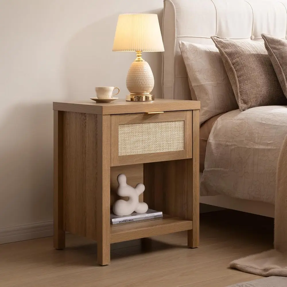 Nightstand - Night Stand with Drawer and Storage Shelf - Boho Bede Table - End Side Table or Bedroom, Oak
Nightstand - Night Stand with Drawer and Storage Shelf - Boho Bede Table - End Side Table or Bedroom, Oak