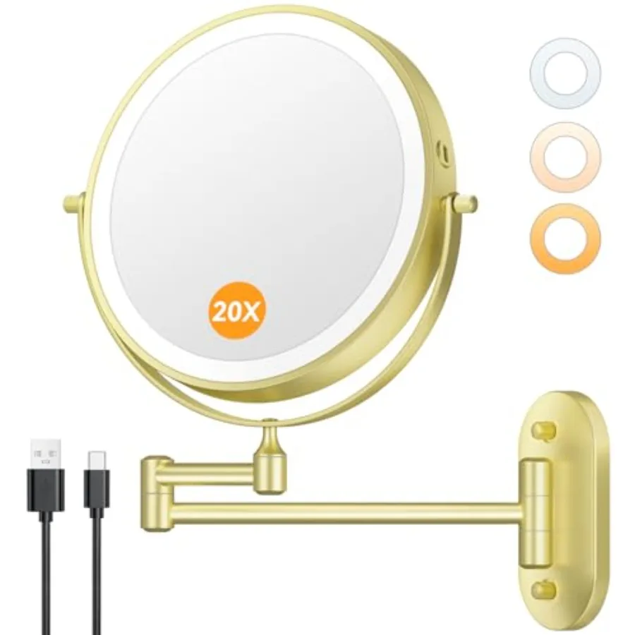 8'' Wall Mounted Lighted Makeup Mirror, 3200mAh Rechargeable Double-Sided 1X/20X Magnifying Mirror with Light, Touch Dimmable 3
8'' Wall Mounted Lighted Makeup Mirror, 3200mAh Rechargeable Double-Sided 1X/20X Magnifying Mirror with Light, Touch Dimmable 3