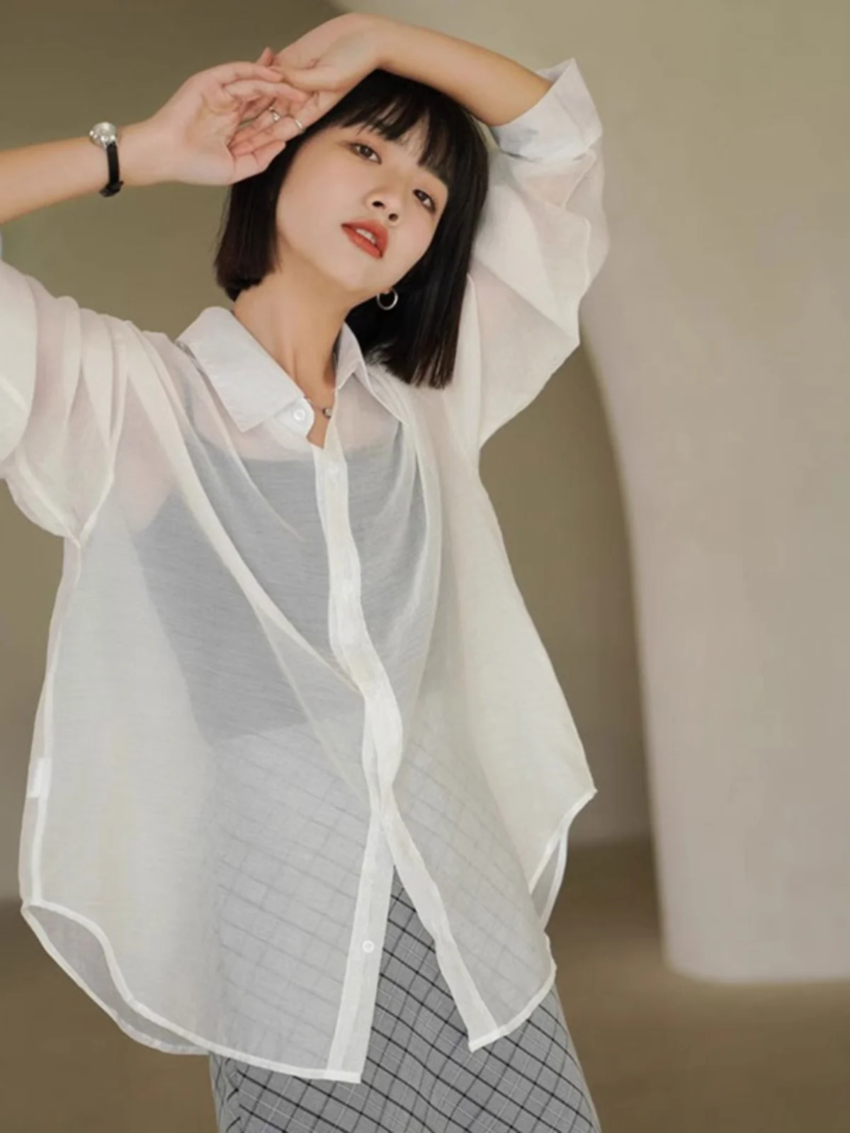 Lacele Summer 2024 Women's Transparent Thin Sun Protection Shirt Shoulder-Length Outerwear Collar Long Sleeve Pur...
Lacele Summer 2024 Women's Transparent Thin Sun Protection Shirt Shoulder-Length Outerwear Collar Long Sleeve Pur...