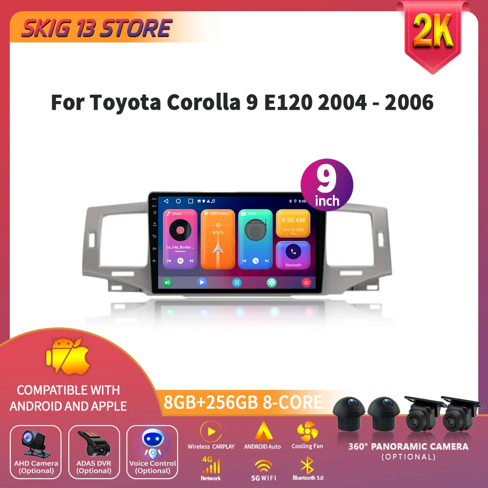 Автомагнитола 2DIN для Toyota Corolla 9 E120 2004-2006 с Android 14, радио, мультимедийной навигацией, беспроводной стерео, 4G
Автомагнитола 2DIN для Toyota Corolla 9 E120 2004-2006 с Android 14, радио, мультимедийной навигацией, беспроводной стерео, 4G