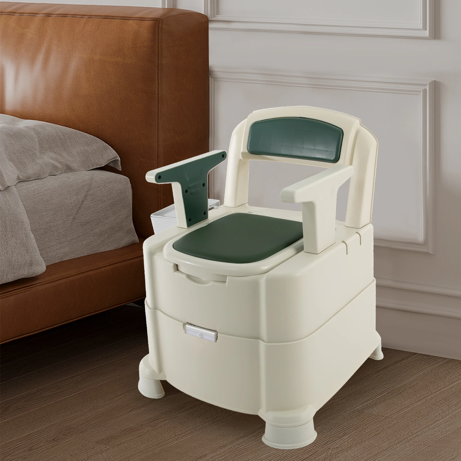 High-Quality Portable Bedside Commode with TPE Non-Slip Feet, PIR Sensor Light for Night Use, Double Lid Design to Lock Odors,
High-Quality Portable Bedside Commode with TPE Non-Slip Feet, PIR Sensor Light for Night Use, Double Lid Design to Lock Odors,