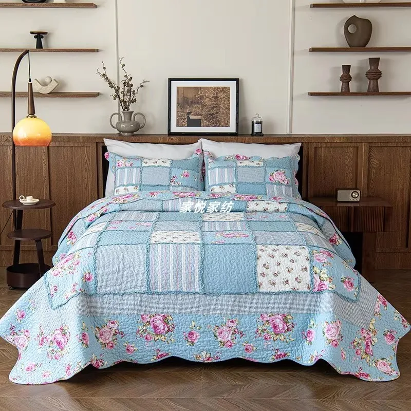Floral Handmade Patchwork Quilt Set 3PCS Queen Size, 100% Cotton All Season Bedspread on the Bed, Quilted Bed Cover Blanket
Floral Handmade Patchwork Quilt Set 3PCS Queen Size, 100% Cotton All Season Bedspread on the Bed, Quilted Bed Cover Blanket