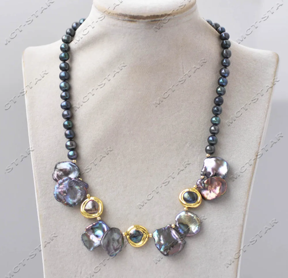 Z13362 18" 20mm Black Baroque Lamina Keshi Pearl Peacock Round Pearl Necklace Custom Jewelry
Z13362 18" 20mm Black Baroque Lamina Keshi Pearl Peacock Round Pearl Necklace Custom Jewelry