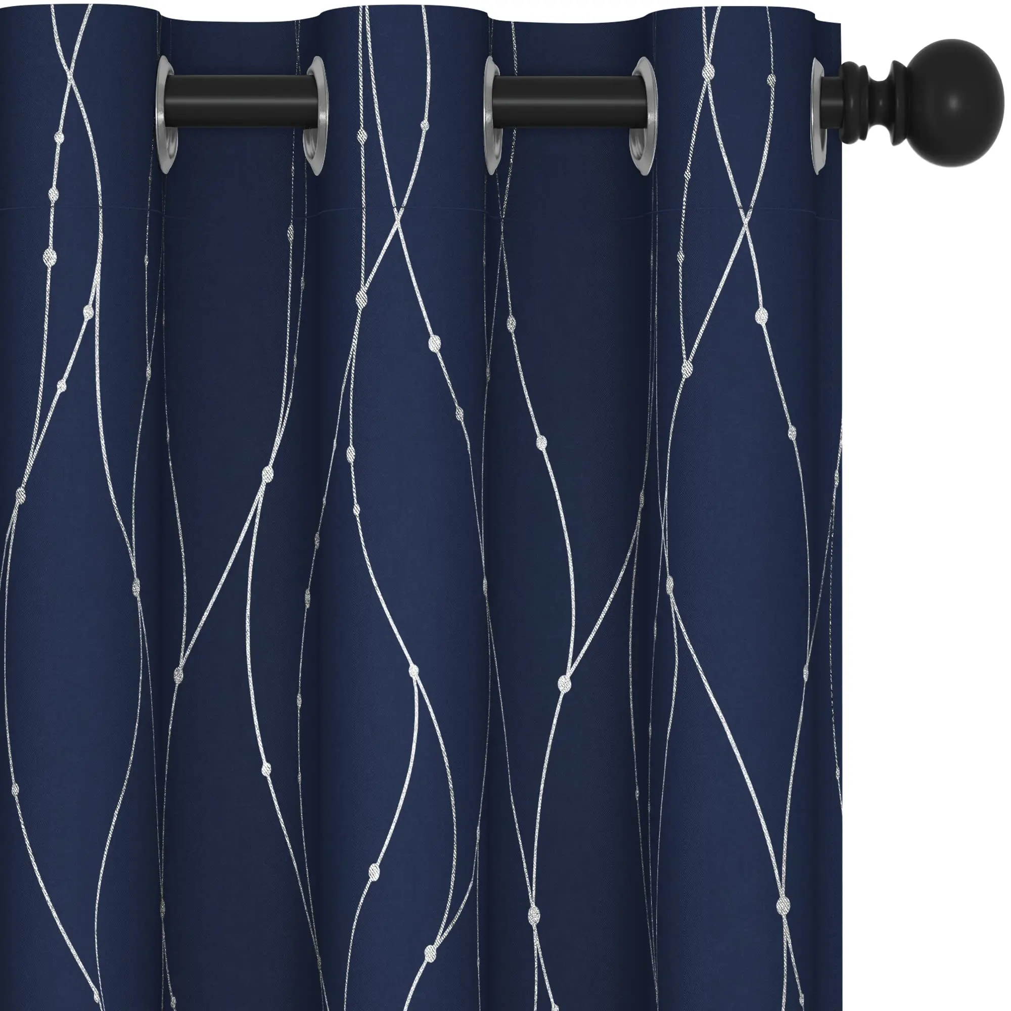 Deconovo Blackout Curtains - Silver Wave Dots Print, Thermal Insulated, Noise Reducing, Privacy Drapes for Bedroom & Living Room
Deconovo Blackout Curtains - Silver Wave Dots Print, Thermal Insulated, Noise Reducing, Privacy Drapes for Bedroom & Living Room