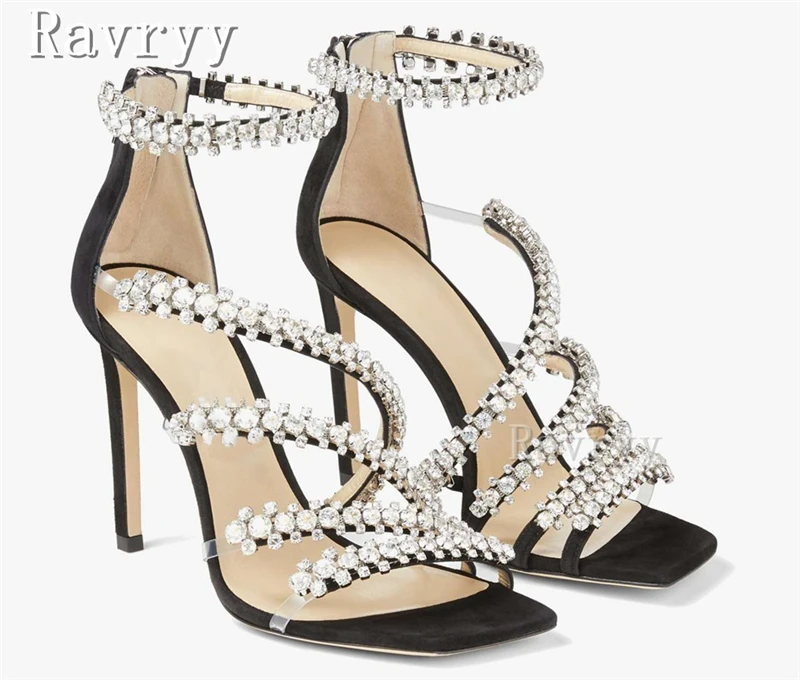 Black Shine Diamond Chain Sandals Square Toe Thin High Heel Back Zipper Shoes for Woman Luxury Rhinestone Party Sandals
Black Shine Diamond Chain Sandals Square Toe Thin High Heel Back Zipper Shoes for Woman Luxury Rhinestone Party Sandals