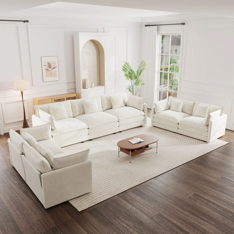 Oversized White Chenille Sofa Set: 3-Seater and Two 2-Seater Couches for Living Room
Oversized White Chenille Sofa Set: 3-Seater and Two 2-Seater Couches for Living Room