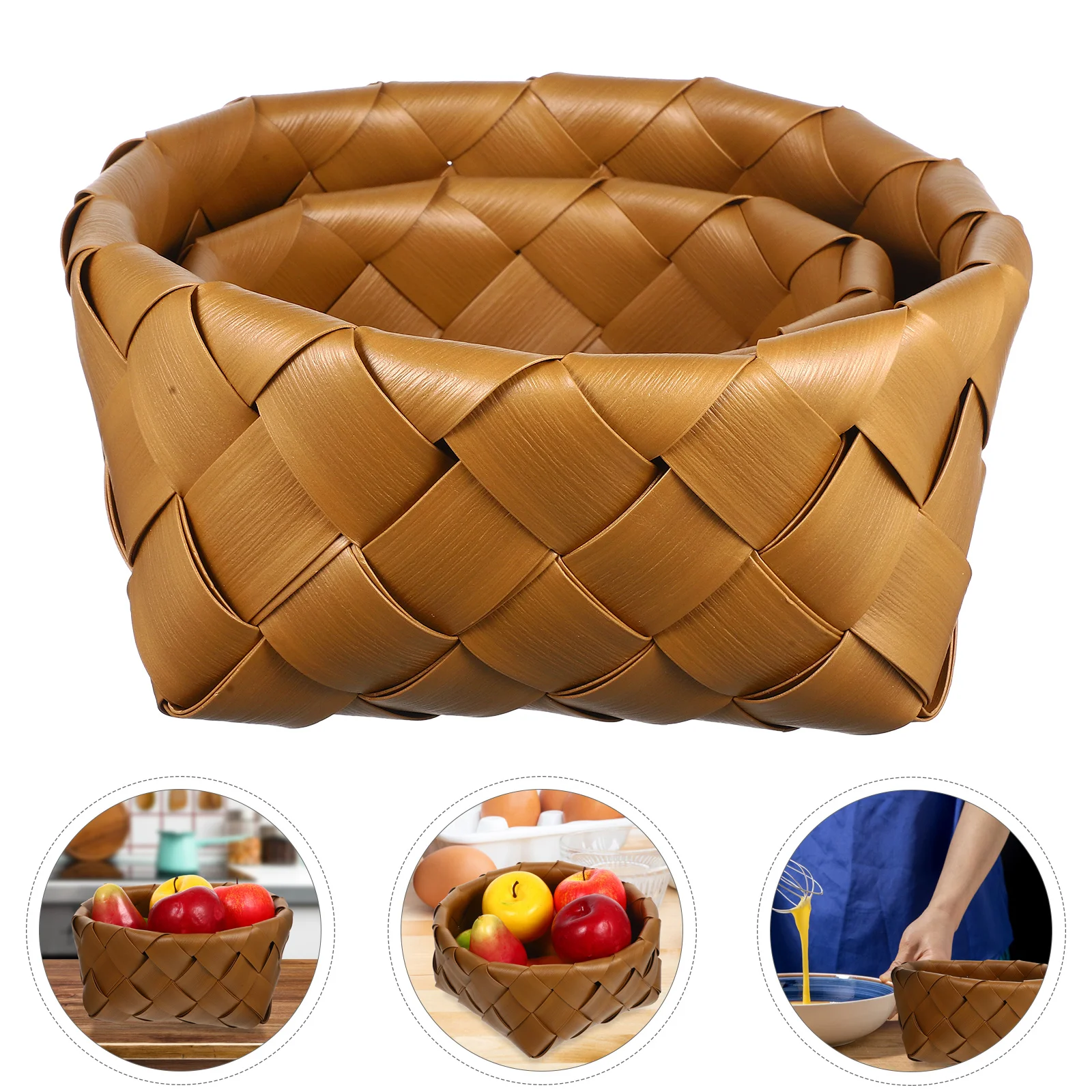 2pcs Imitation Rattan Woven Storage Basket Large Capacity Bread Fruit Egg Organizer Household Desktop Sundries Container 
2pcs Imitation Rattan Woven Storage Basket Large Capacity Bread Fruit Egg Organizer Household Desktop Sundries Container