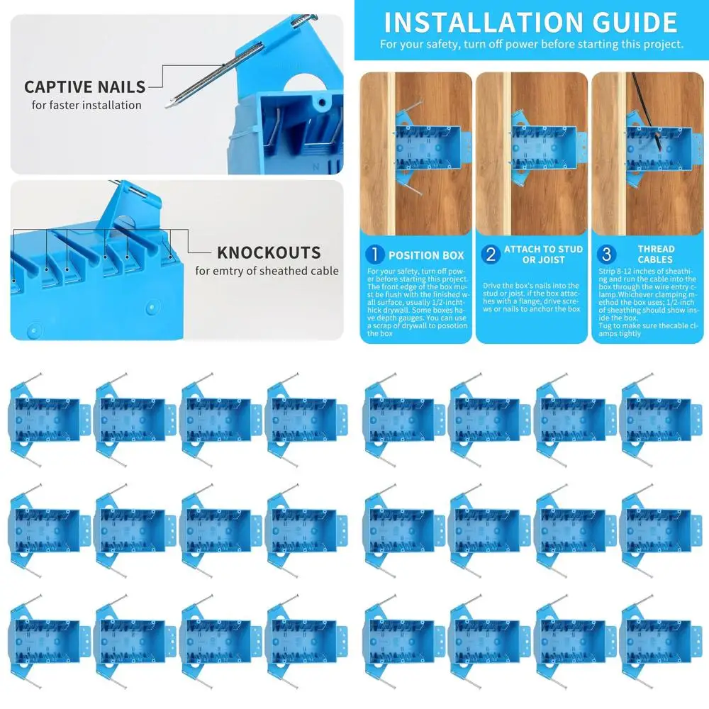 Набор из 12 новых электророзеток объемом 44 куб. дюйма, распределительные коробки из ПВХ, сертифицированные ETL, синие
Набор из 12 новых электророзеток объемом 44 куб. дюйма, распределительные коробки из ПВХ, сертифицированные ETL, синие